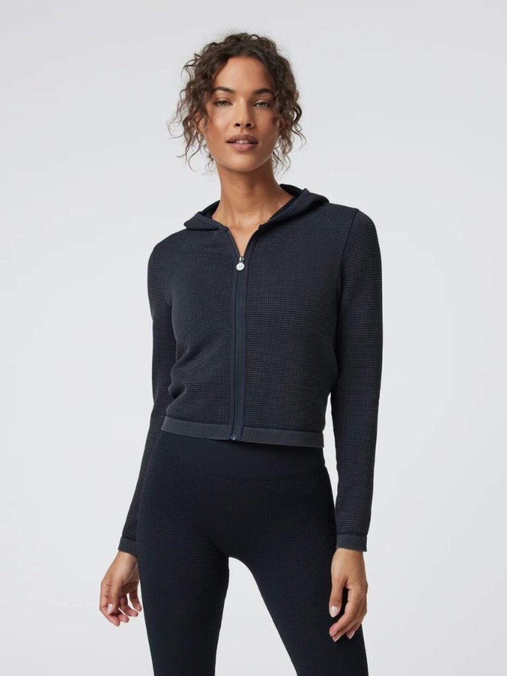 Vuori Waffle Seamless Zip Hoodie Sweatshirt Black Large